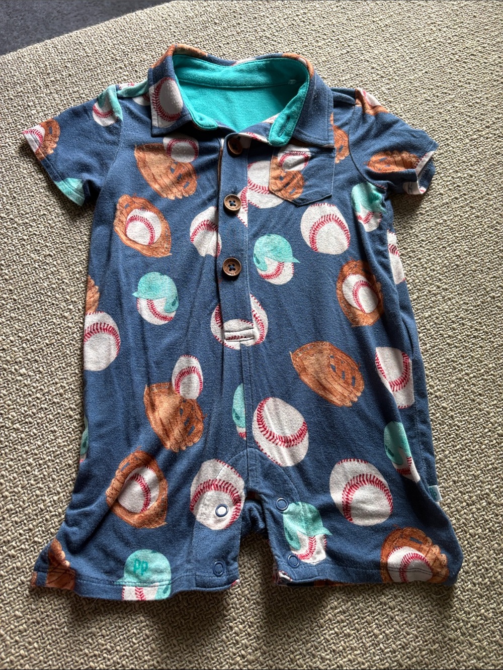 Posh Peanut Baseball Onesie 6-9m